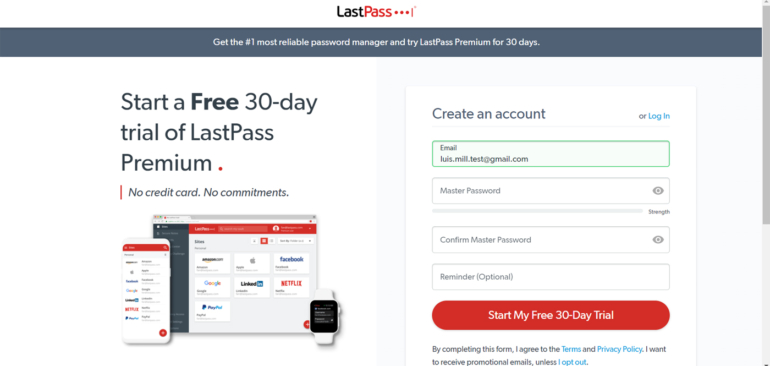 Creando una cuenta LastPass.