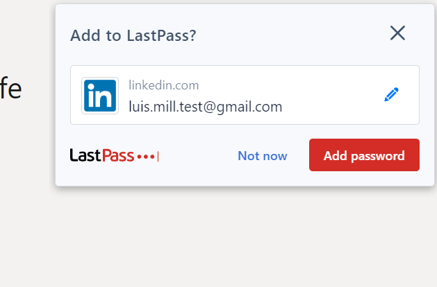 LastPass guarda el nuevo inicio de sesión.