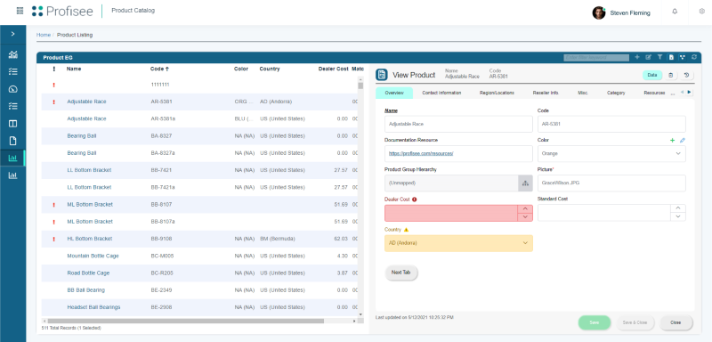 Profisee MDM platform data catalog.