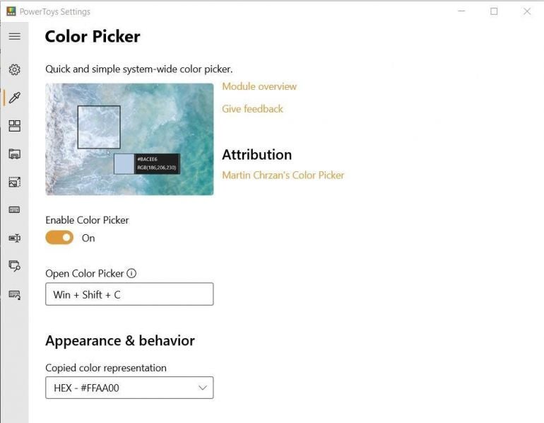 The Color Picker menu allows users to identify and save colors from any image on their screen. 
