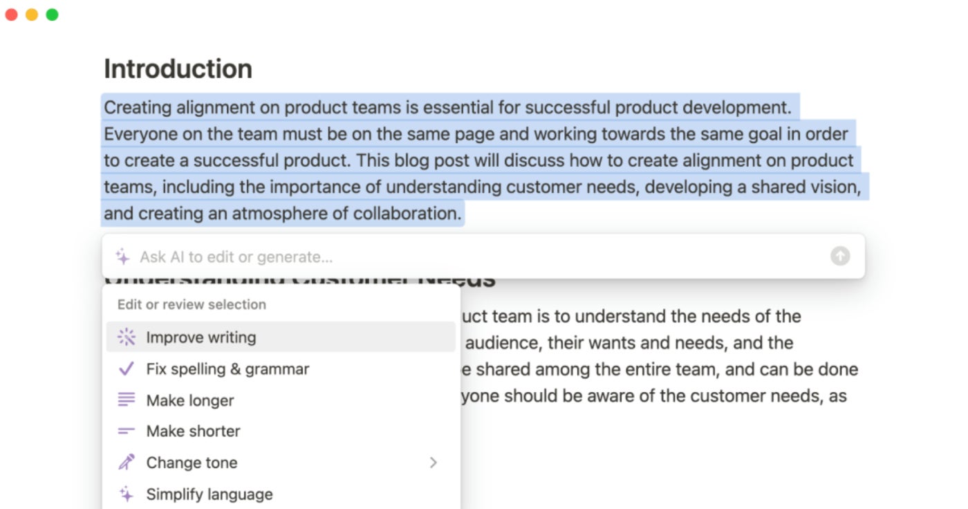 Notion’s AI feature.