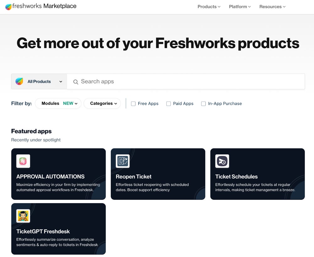 Mercado Freshsales para integraciones disponibles.