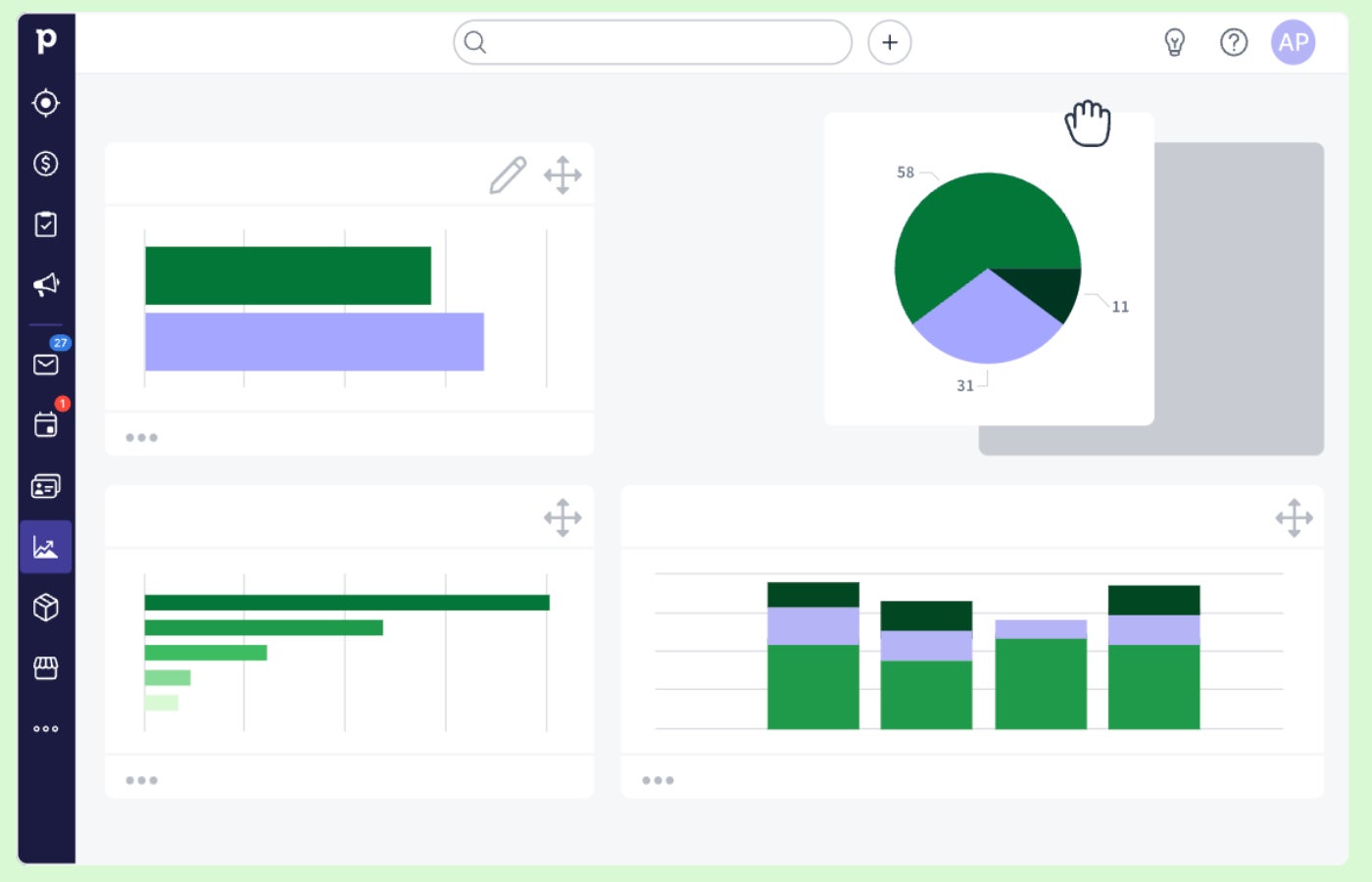 Sample Pipedrive reporting dashboard.