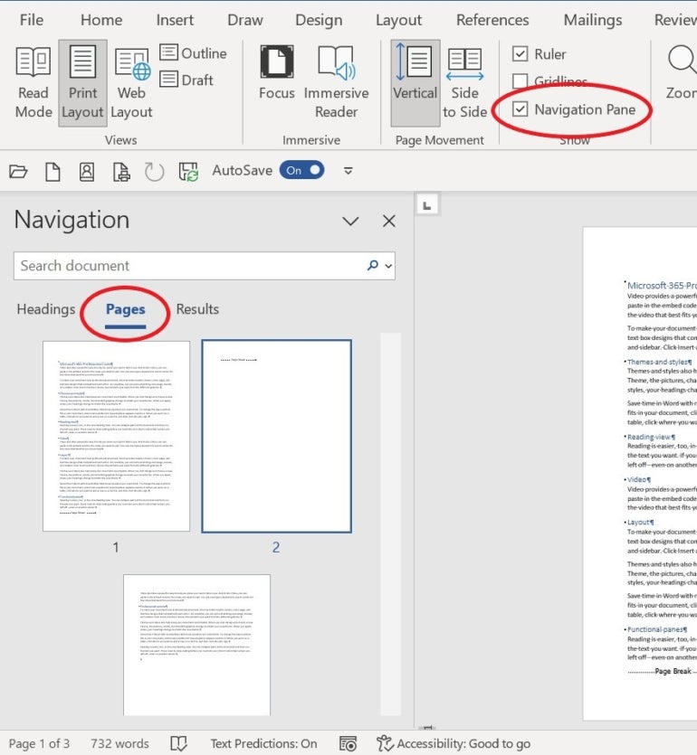 Utilice el panel de navegación de Word para eliminar una sola página.