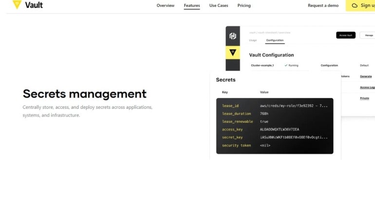 The HashiCorp Vault dashboard.