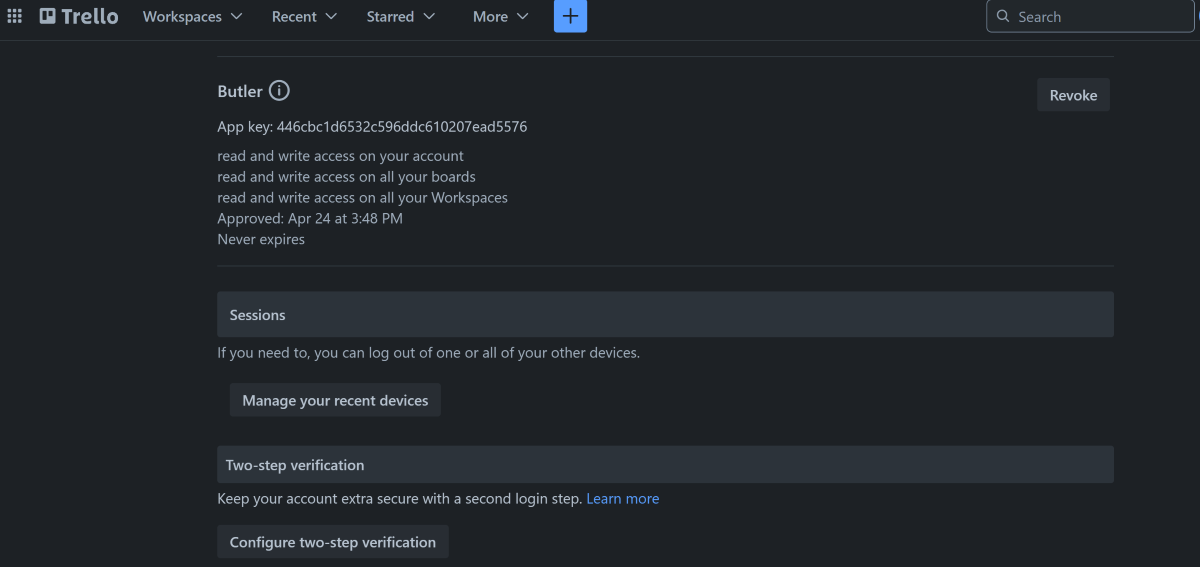 The simple security controls in Trello.