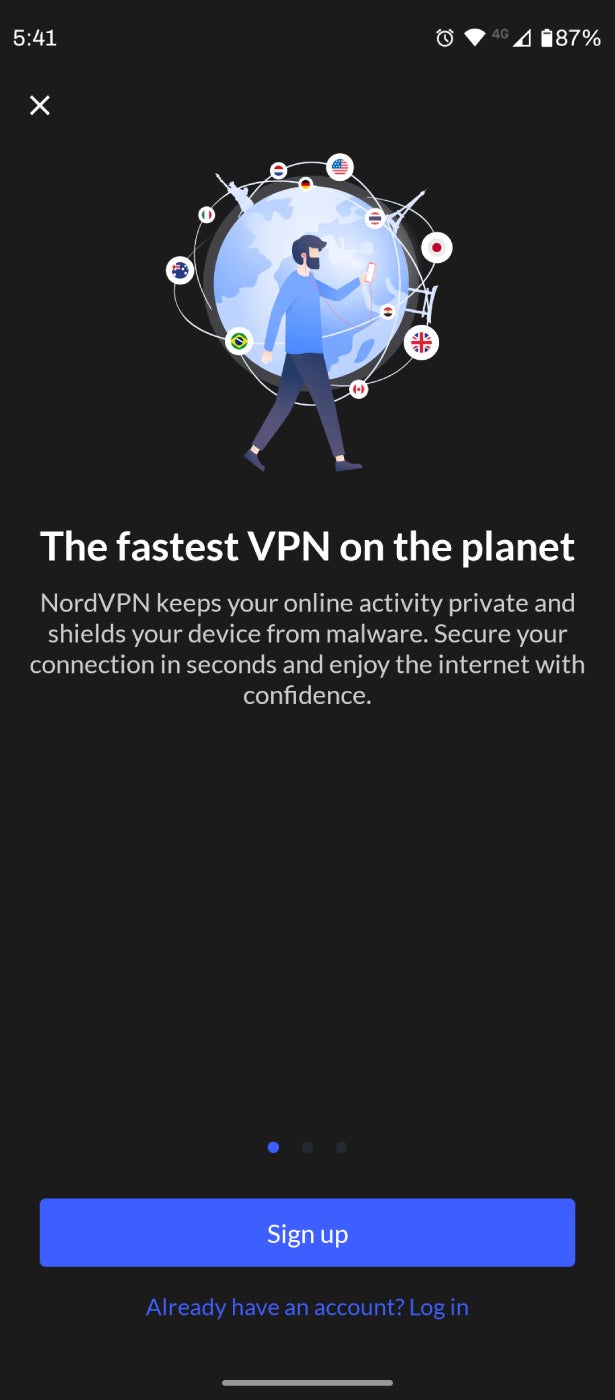 Captura de pantalla de la página de registro de NordVPN.