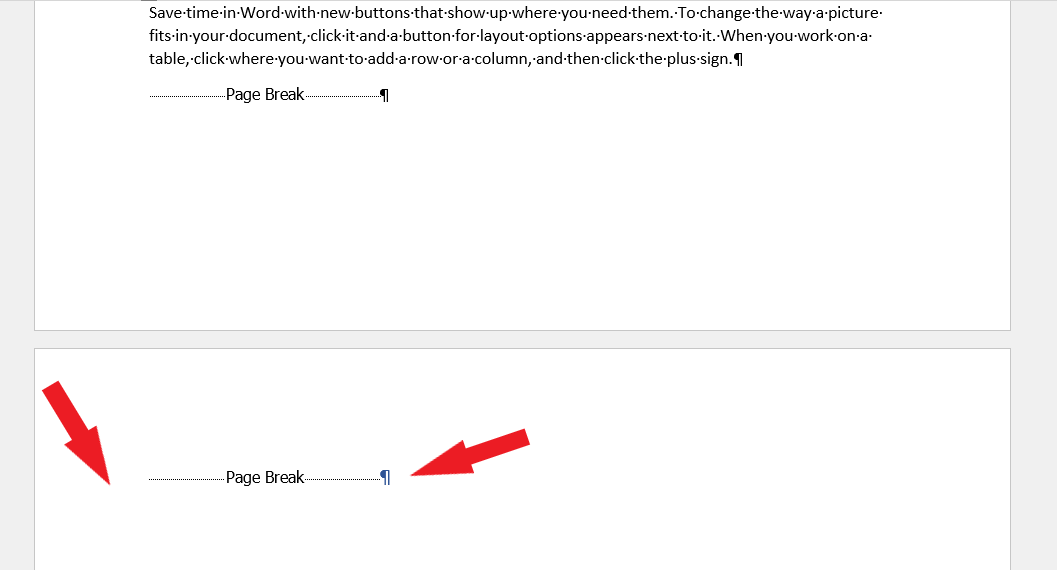 Elimine el salto de página para eliminar la página en blanco de este documento de Word.