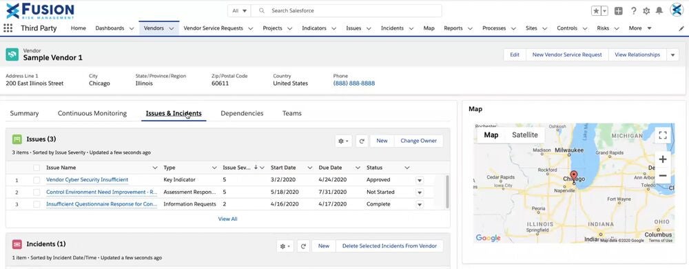 Businesses can easily analyze the security of each one of their vendors through the third-party management features.