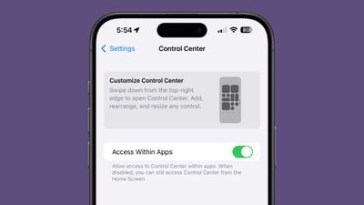 configuración del centro de control de ios 18