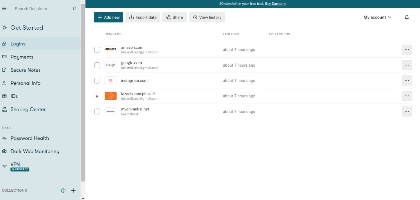 Dashlane desktop user interface.