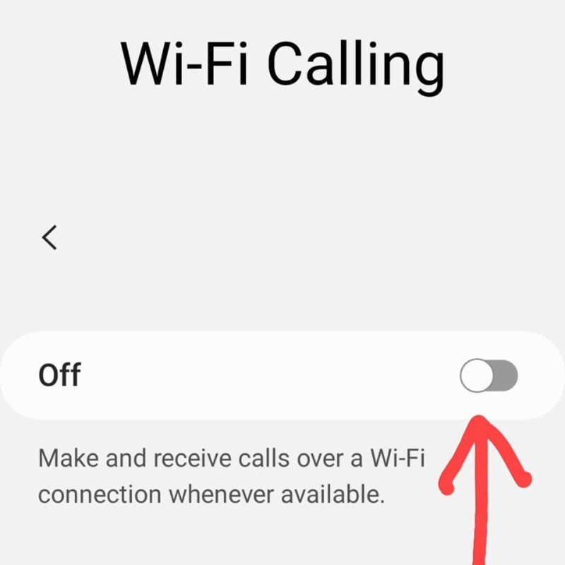 Mueva el interruptor para activar o desactivar las llamadas por Wi-Fi.