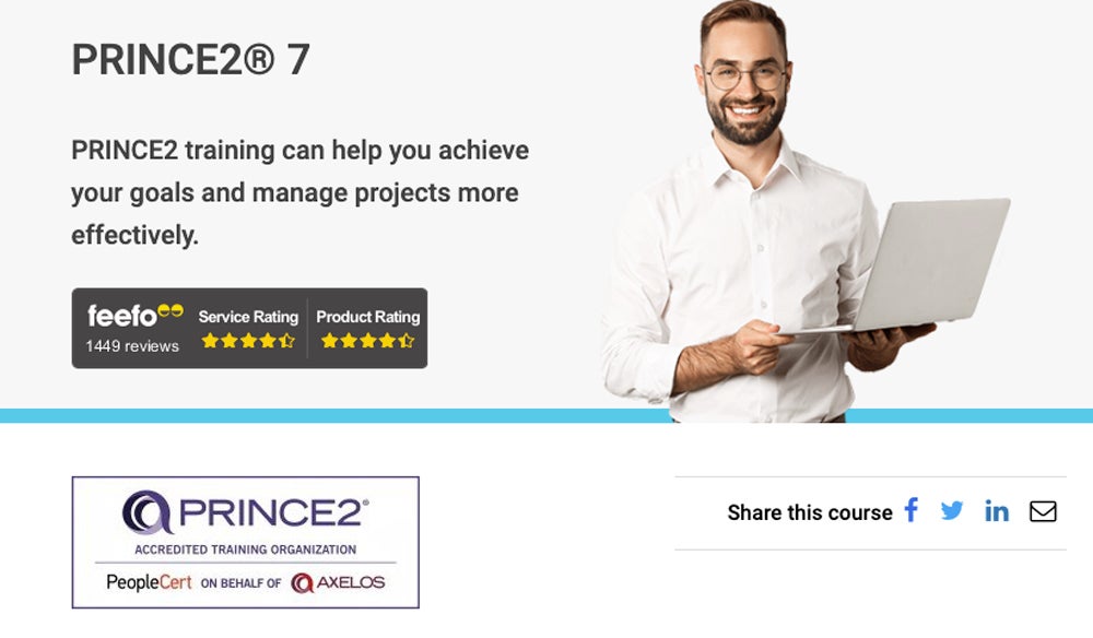 Captura de pantalla del curso PRINCE2 7 Foundations.