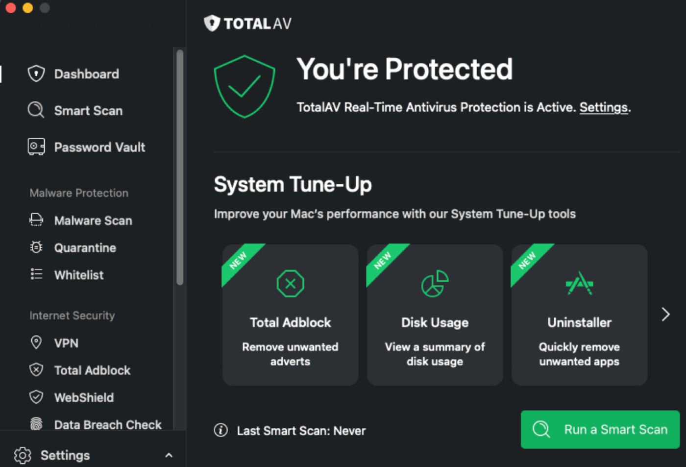 TotalAV smart scan dashboard.