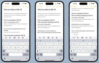 ios 18 notas títulos plegables