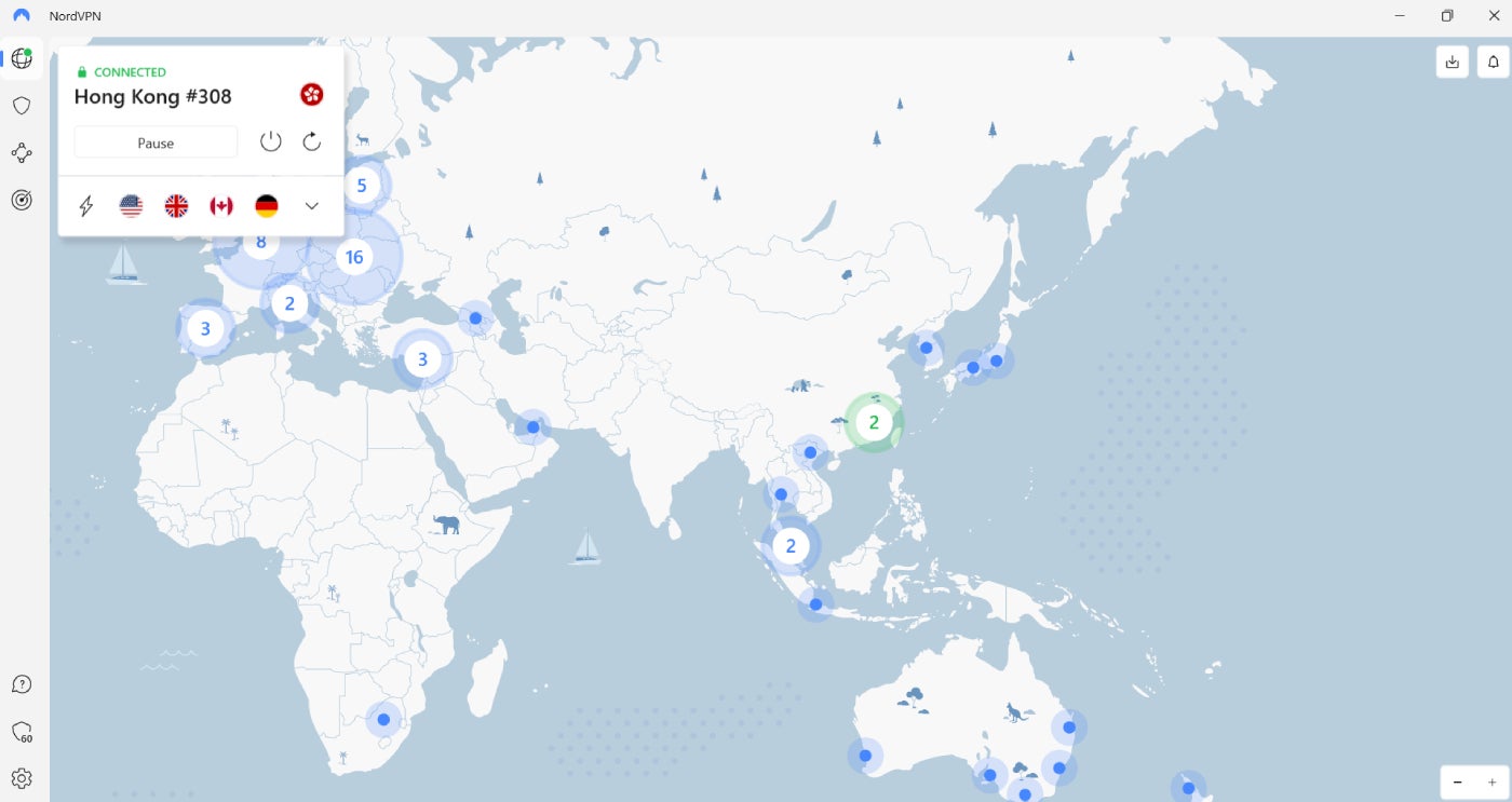 NordVPN main desktop interface.