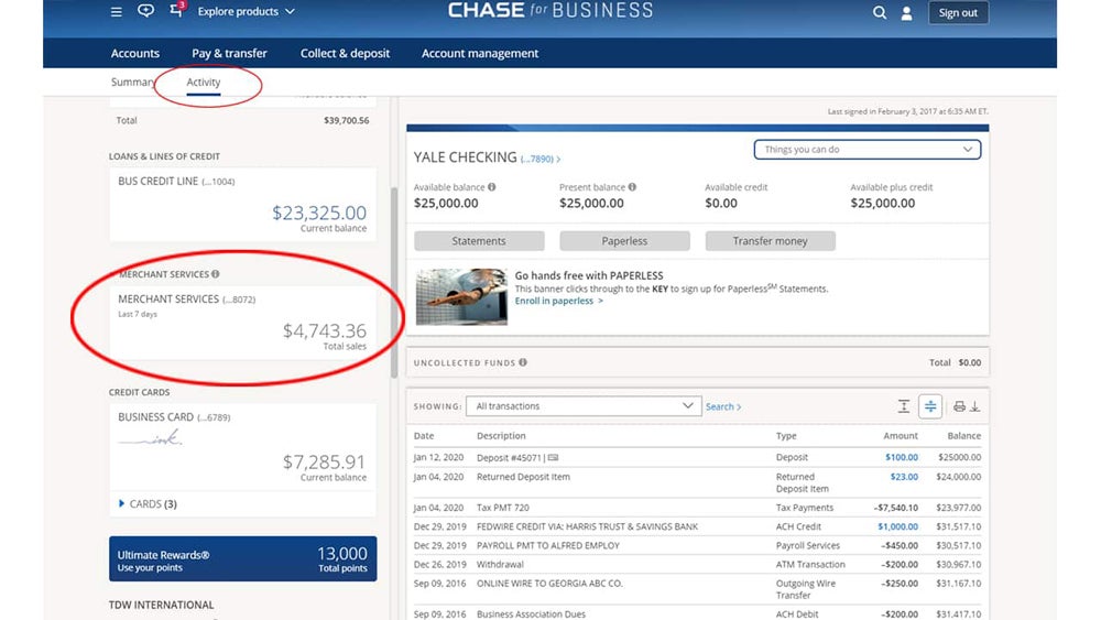 Chase dashboard.