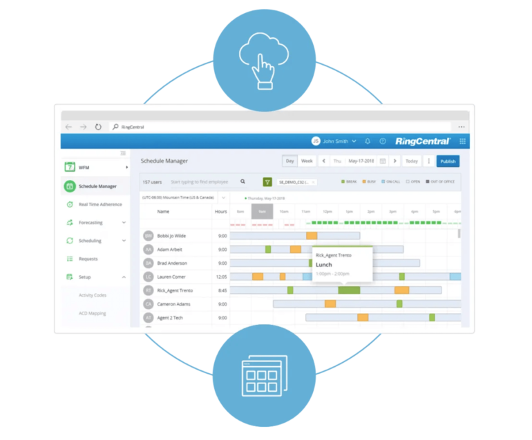 El programador de gestión de la fuerza laboral dentro de RingCentral. 