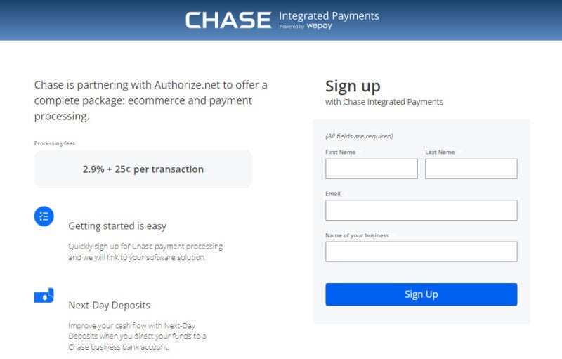 Chase offers direct integration with Authorize.net so merchants with an Authorize.net account can keep using their current profile, minimizing downtime. I