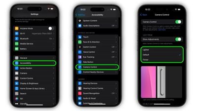 ajustar la sensibilidad a la presión del control de la cámara iphone 16