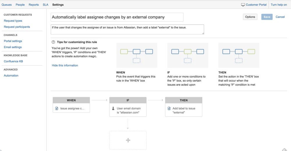 El creador de automatización sin código de Jira.