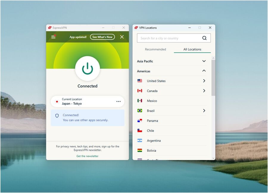 ExpressVPN desktop application. 