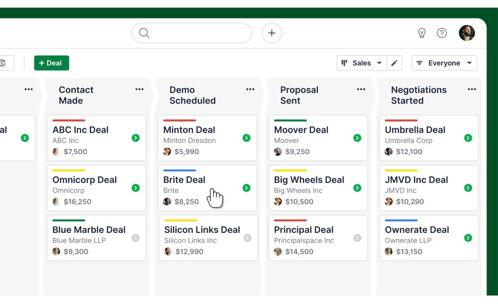 Pipedrive sales pipeline feature.